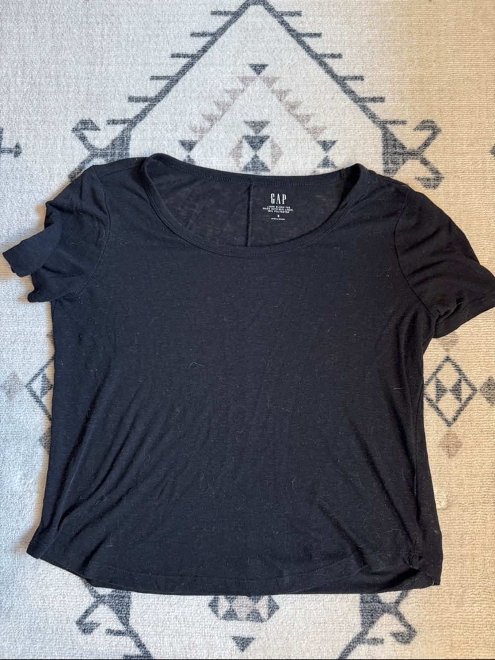 GAP Women's Black Scoop Neck Short Sleeve Tee - Linen Blend